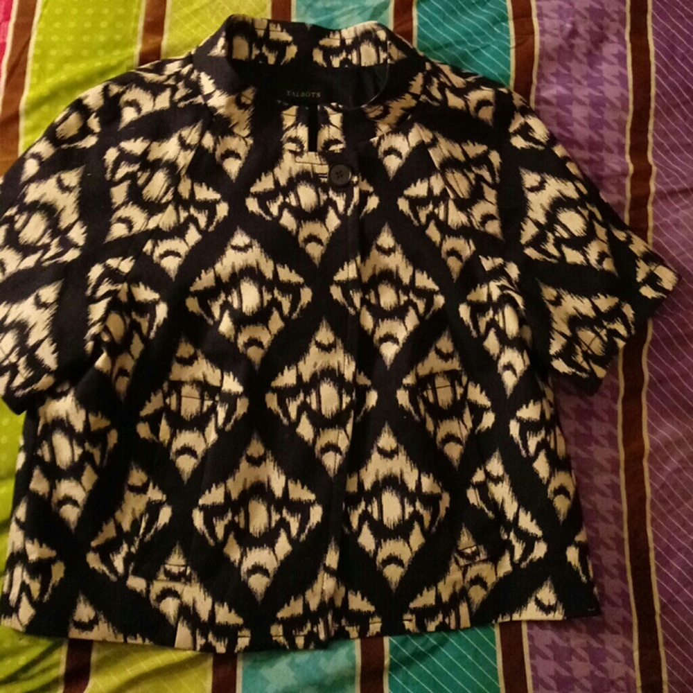 Talbots Navy Blue Short Sleeve Swing Jacket